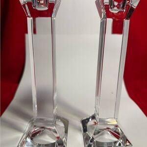 Pair of 7.75” Lead Crystal Villeroy & Boch Candlestick Holders